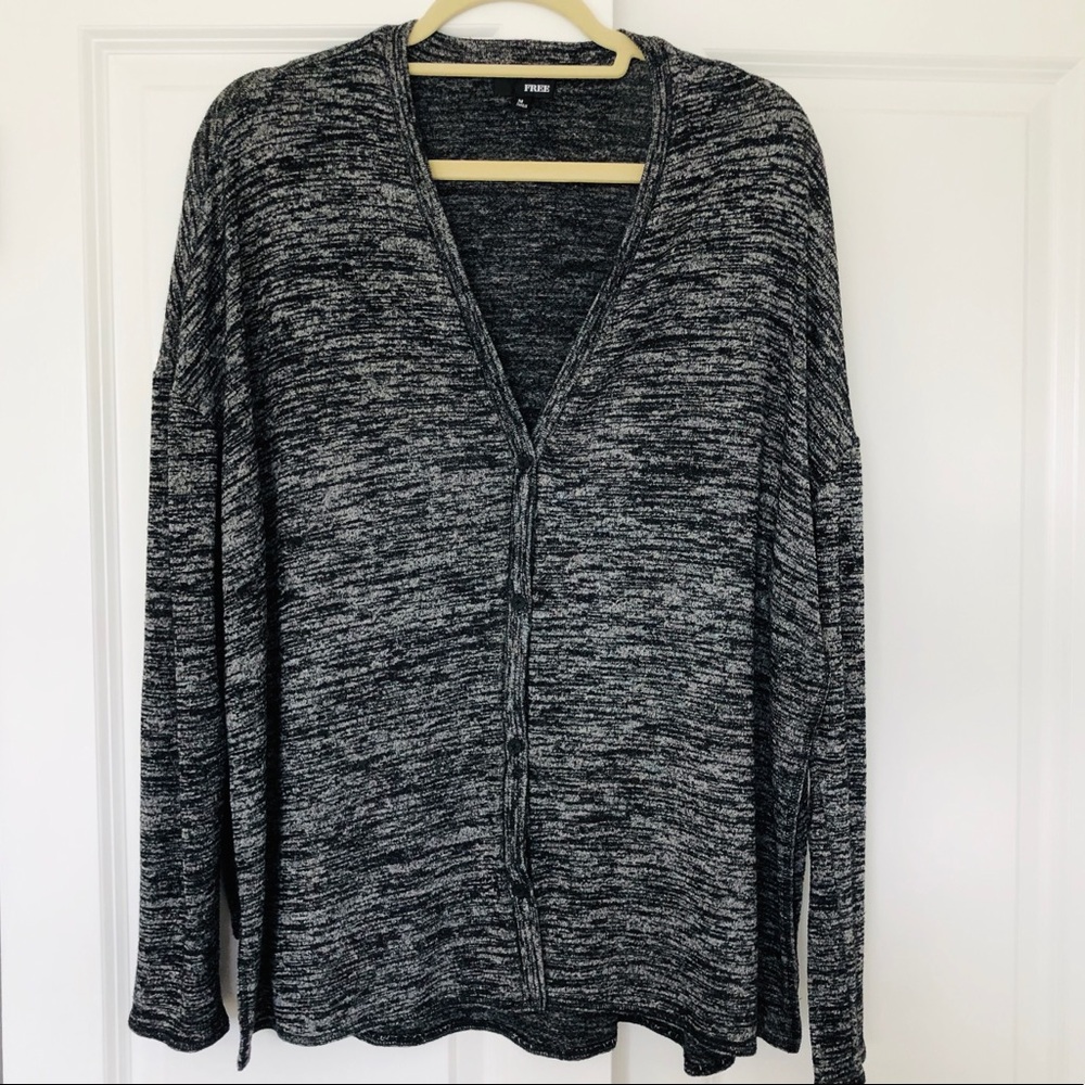 Wilfred Free Aritzia Black/Grey Marled Cardigan